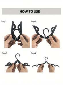 1/12pcs Foldable Portable Clothes Hanger Travel Business Trip Anti-Slip Telescopic Drying Rack Home Multi-Functional Storage Organizer Compact Space Saving Wardrobe Solution For Bedroom Laundry Room Closet Organization - Black - View 5