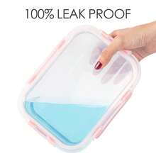 5Pcs Glass Containers With Lids | Meal Prep Containers | Glass Food Container With Lid, Airtight Seal, Leakproof Lid | Dishwasher | Freezer & Microwave - Pink - View 5