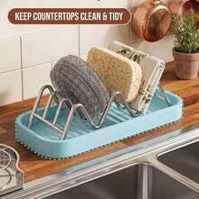 Wavy Drainage Soap Holder/Organizer, Bathroom Soap Dish, Sink Countertop Sponge And Cleaning Cloth Storage Rack; Quick Drainage, Keeps Countertop Dry, Securely Holds Sponges And Steel Wool - A - View 6
