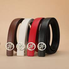 European And American Niche Women's Microfiber Belt With Alloy Letter Buckle, Luxury Minimalist Jeans Belt, INS Style Outfit Accessory - Multicolor - View 1