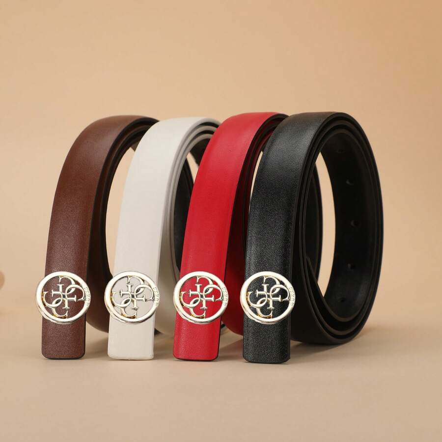 European And American Niche Women's Microfiber Belt With Alloy Letter Buckle, Luxury Minimalist Jeans Belt, INS Style Outfit Accessory - Multicolor - View 1