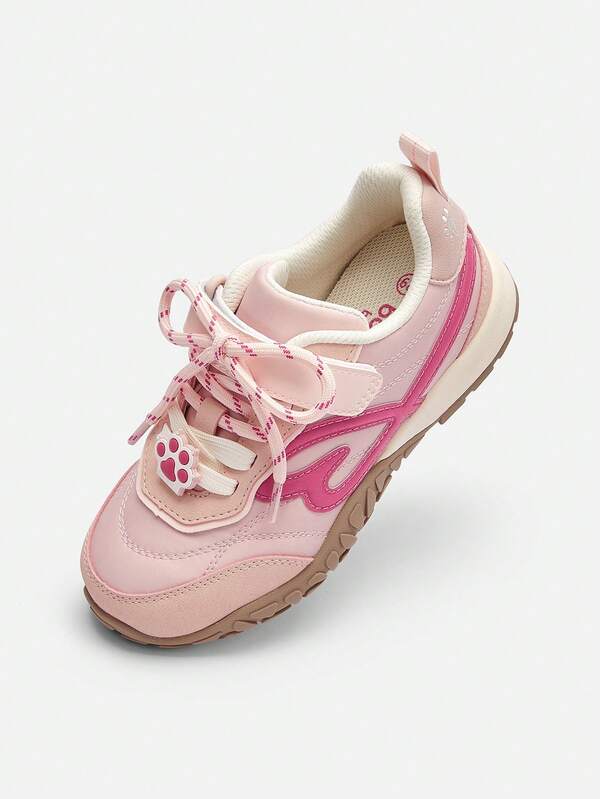 Balabala Girls Casual Sneakers Lightweight Cushioning Skate Shoes Embroidery Detail Comfortable Daily Wear