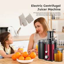 Reemix Juicer Machine, 800W Centrifugal Juicer Extractor With Wide Mouth 3" Feed Chute For Fruit Vegetable, Easy To Clean, Stainless Steel - Red - View 7