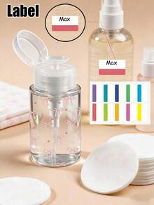 Botella de viaje recargable de PET transparente con patrón de lazo y corazón, dispensador de desmaquillante con bomba portátil de 3.38oz/6.76oz, apta para quitaesmalte, tónico y desmaquillante, diseño de tapa redonda, lavable a mano, reutilizable, botella de desmaquillante - Multicolor - Ver 9