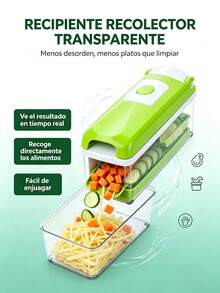 Multifunctional Vegetable Slicer With Interchangeable Blades, Transparent Container, Detachable Design For Salads, Fruits, And Kitchen Food Preparation - Green - View 5