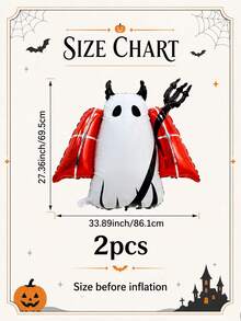 2/6pcs Halloween Theme Balloon Set, Includes Black BOO And Demon Ghost Balloons, Suitable For Halloween, BOO Party, Trick Or Treat, Birthday, Ghost Party, Horror Thriller Theme Decoration - Multicolor - View 10