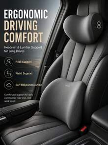 1PC Ergonomic Car Headrest Pillow Or Lumbar Support Cushion, Soft Rebound Neck And Waist Backrest Pad For Driver Seat, Daily Commute And Long Road Trips - Headrest and Lumbar Support - View 1