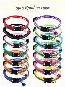 10pcs Random Reflective Detachable Cat Collar With Bell, Suitable For Small Cats And Dogs - Multicolor - View 13