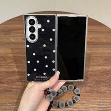 Ins Style Epoxy Resin Polka Dot Phone Case With Matte Bead Chain Bracelet, Compatible With Samsung Galaxy Z Fold 8 Wide Z Fold8 Ultra ZFold 7 Zfold6 Zfold5 Protective Shell - Black - View 4