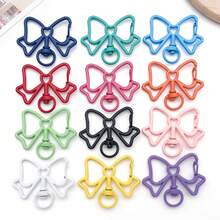 6pcs Multicolor Hollow Bow Lobster Clasps Bow Shaped Swivel Spring Snap Hooks For DIY Keychains Bag Charms Pendant Connectors Jewelry Making Findings - Multicolor - View 9