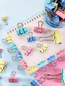 20pcs Colored Binder Clips Folders Paper Clips Office Stationery Set Desk Organizer Storage School Supplies Document Holder Metal Clamps Workspace Accessories For Teachers Students Home Office - View 2