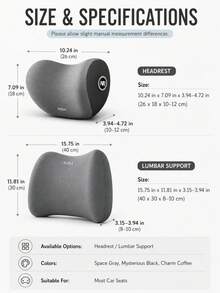 1PC Ergonomic Car Headrest Pillow Or Lumbar Support Cushion, Soft Rebound Neck And Waist Backrest Pad For Driver Seat, Daily Commute And Long Road Trips - Headrest and Lumbar Support - View 3