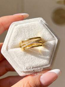 MADEONE 1枚925纯银复古线条缠绕戒指，男女皆宜，可搭配日常服饰或作为派对配饰。高品质戒指，精致珠宝礼品。 - 款式11 - 查看 4