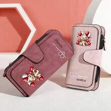 Dompet Panjang Wanita Kulit Matte Vintage Eropa & Amerika, Dompet Lipat Tiga dengan Banyak Slot untuk Kartu Kredit, dan Dompet Ponsel dengan Resleting & Kancing Jepret - MultiWarna - View 12