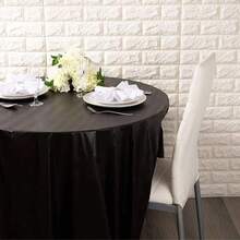 1pc Disposable Round White Plastic Tablecloth, 84 Inch/213cm Large Size, Suitable For Parties, Weddings, Christmas And Other Events - 84 Inches / 213 cm - View 9