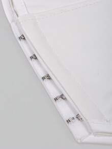 Yuwenier Vintage PU Tank Top, Deep V-Neck, Asymmetrical Hem, Perforated Eyelet Lace-Up Backless Halter Top White - White - View 10