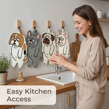 1pc/4pcs Bathroom Hand Towel New Creative Dog Design Hand Towel Can Be Hung In Bathroom Kitchen Dining Room And Other Home Environments Coral Fleece Absorbent Fabric Handkerchief Kitchen Cleaning And More - Multicolor - View 5