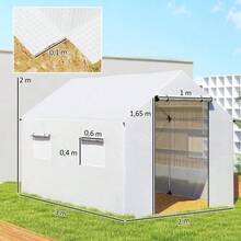 3 X 2 X 2 M Greenhouse, Plastic Film Greenhouse With 4 Mesh Windows, Wide Roll-Up Zipper Door, Insect Screen, UV Resistant - White - View 3