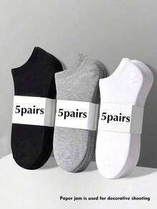 1/10/12/15 Pairs Unisex Socks, Sports Socks, White/Black/Grey Short Socks, Invisible Socks, Solid Color Minimalist Fashion, Suitable For Daily Casual Wear - Multicolor - View 2
