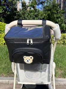 1pc Stroller Hanging Storage Bag, Large Capacity Multi-Pocket Organizer, Can Store Water Bottles, Diapers, Suitable For Travel - Black - View 8