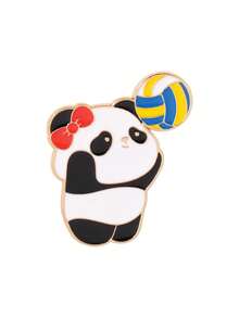 1 pezzo Spilla creativa e carina a forma di panda da pallavolo in lega, spilla animale cartone animato stile cinese, decorazione per zaino & giacca - Multicolore - Visualizzare 12