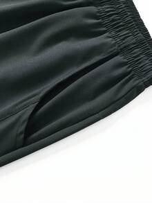 Plus Size Men's Summer Lightweight Sports Casual Straight Leg Pants With Drawstring Design, Versatile Streetwear - Dark Grey - View 5