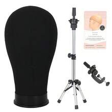 22 Inch Canvas Wig Mannequin Head With Stand And Wig Cap For Wig Trimming Display And Making - View 10
