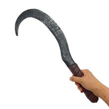 Halloween Party Performance Prop Grim Reaper Scythe Realistic Large Scissors Weapon Equipment Curved Hook Scythe - Multicolor - View 12