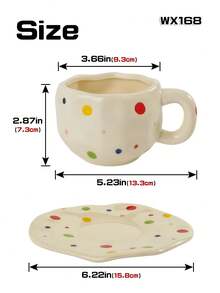 1pc Creative Personalized Coffee Cup And Saucer, Ceramic Material, Suitable For Home, Office, Coffee Shop - Multicolor - View 4