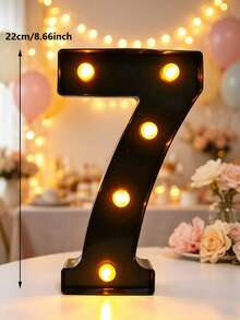 22cm 家居裝飾 LED 發光字母燈，婚禮求婚生日派對裝飾字母數字燈，女孩房裝飾燈，室內裝飾 - 黑色 - 查看 42