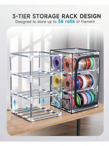 3D Printer Filament Storage Box, 3-Tier Filament Storage Rack With Transparent Dust Cover, Holds Up To 30x 1 Kg Spools, Filament Organiser For Home, Workshop, Studio Father's Favorite Gift - View 7