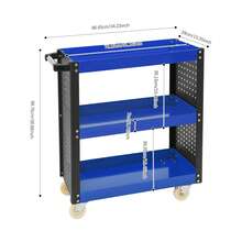 YUNRUX 3-Tier Heavy-Duty Workshop Trolley 34.23*15.35*38.88in Steel Utility Cart - Blue - View 2