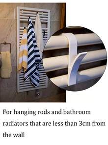 2/4/8/16pcs Multi-Function Towel Rack Hooks, Strong Load-Bearing Anti-Slip Bathroom Storage Rack, No Drilling Required Kitchen And Bedroom Storage Rack, Bathroom Radiator Toilet Radiator Horizontal Bar Bracket Hooks (Suitable For Hanging Bath Towels/Clothes/Cleaning Tools) - Multicolor - View 2