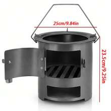 Outdoor Stove, Grill, Leisure Camping Stove, Portable Outdoor Stove, For Tea Brewing, Heating, Barbecue, Cooking, Picnic, Heating, Barbecue And Camping, Christmas, Halloween, Easter, Thanksgiving, No Ignition Function [Non-Food Contact] - Round Furnace - View 2