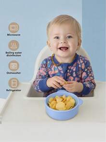 Silicone Baby Feeding Set 5pc, Anti-Choke Spoon & Fork, Waterproof Bib, Easy-Clean, 6M+, New Mom Gift - Blue - View 7