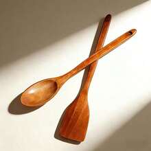 3 Peças Conjunto de Espátulas de Cabo Longo, Espátula de Cozinha de Cabo Longo, Colher de Madeira Pequena, Espátula de Madeira Antiaderente, Colher de Sopa, Colher de Mexer Durável, Conjunto de Utensílios de Cozinha Resistentes ao Calor, Presente de Decoração para Nova Casa - Laranja - Visão 7