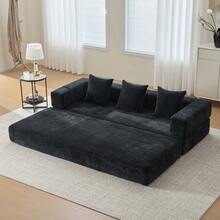 Modular Chenille Block Sofa – Super Soft, Freely Combinable With Side Pockets For Storage And Non-Slip Bottom - Black - View 6