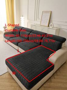 1pc Dark Grey 3D Cube Pattern Sofa Cover, Autumn/Winter Warmth Style, Soft Fluffy Skin-Friendly Texture, Pet-Friendly, Machine Washable, Fits 1/2/3/4 Seater & L-Shaped Sofas, Suitable For Living Room, Bedroom - Dark Grey - View 13
