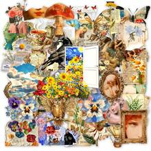 50pcs Vintage Mixed Paper Stickers, Waterproof Retro Floral & Antique Pattern Stickers, Suitable For DIY Scrapbooking, Notebooks And Daily Items Personalized Decoration - A - View 1