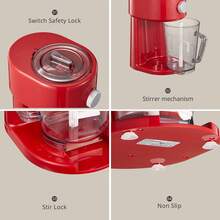 Yabano Shaved Ice Machine, Electric Ice Shaver And Snow Cone Machine With Large Capacity Storage, Portable Ice Crusher Ice Thickness Can Be Adjusted - 紅色 - 查看 5