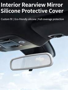 1pc Silicone Frame Accessory, Tesla Model3/Y Interior Rearview Mirror Decoration - Protective Case - View 2