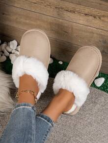 Girl's Fashion Home Slippers, Comfortable Warm Thick Sole Bedroom Slippers For Autumn/Winter - Beige - View 3