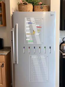 Magnetic Transparent Acrylic Refrigerator Erasable Memo Board, Home Weekly Planner To-Do Schedule Board With Multi-Color Erasable Pens, Reusable Without Stains, For Household Chores, Shopping, Fitness, Scheduling, Meal Prep, Kitchen Memo And Message Board - Multicolor - View 4