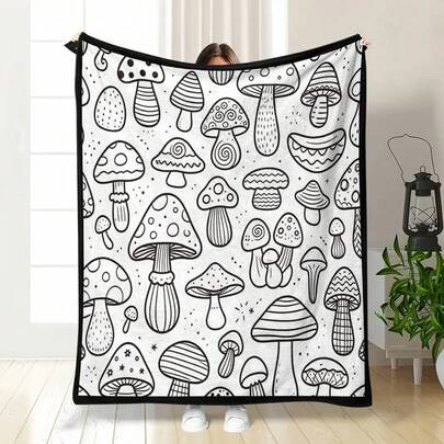 DIY Coloring Blanket-Featuring A Botanical Sketch Design; Suitable For Use On Beds, Sofas, Or During Naps. It Serves As Both A Cozy Decorative Throw And A Themed Gift For Friends And Family.