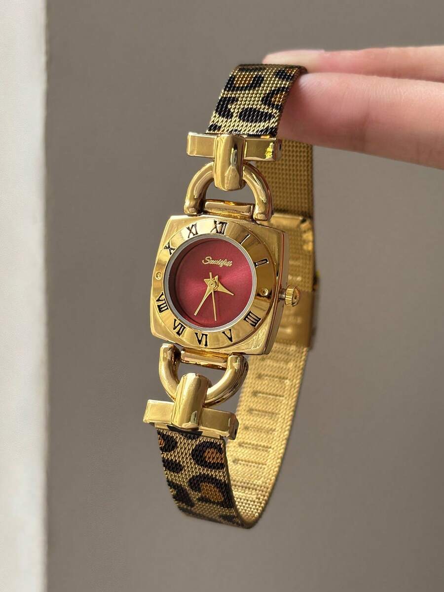 女款橢圓石英手錶,阿拉伯數字錶盤,時尚中世紀風格,適合日常配戴、送禮與派對 - 金色 - 查看 1