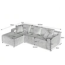 Modular Sectional Sofa L-Shape Couch 3-Seater Modular Sofa Memory Foam Sectional Couches For Living Room, Cloud Couch With Oversized Chaise - 灰色 - 查看 5