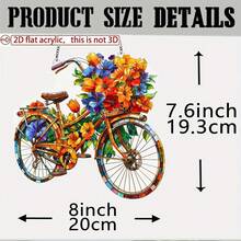 Apanhador de Sol Acrílico com Impressão Plana 2D de Bicicleta Floral Vibrante, Decoração de Jardim Colorida, Presente Ideal de Primavera e Feriado para Entusiastas de Pólen e Amantes de Jardim - Multicolorido - Visão 5