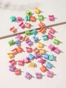 50pcs Mini Random Brown Matte Butterfly Hair Clips, Small Hair Claws - Multicolor - View 2