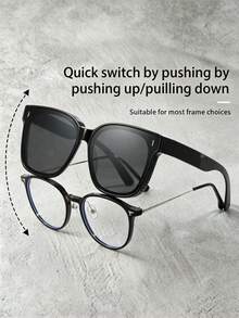 1PC Magnetic Clip-On Lens, Universal Flat Lens Frame Compatible, Fashionable Glasses, Convenient For Daily Outdoor Sun Protection And Driving - Multicolor - View 4