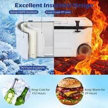 74 QT Insulated Hard Cooler Portable Rolling Cooler W/Wheels Handles For Picnic - White - View 5